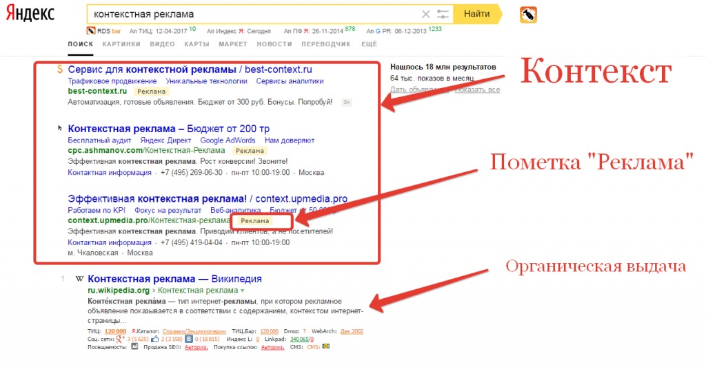 Поисковая выдача Яндекс